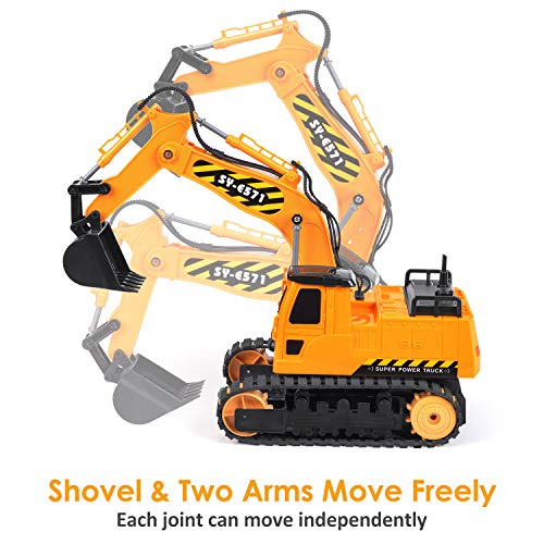 DOUBLE  E RC Trucks Remote Control Excavator Tractor with 800mAh Battery Metal Shovel 2.4GHz Control Construction Toys - Thumbnail 3