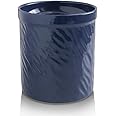 KOOV Kitchen Utensil Holder, Large Ceramic Utensil Crock, Deep and Stable, Utensils Caddy Texture Series (Dark Blue)