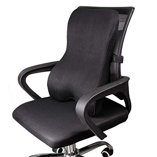 Dreamer Car Supportive Memory Foam Full Back Cushion Car Back Support for Office Chair, Chair Cushion with 3D Mesh Cover Balanced Softness Designed to Relieve Sciatica Pain,Black