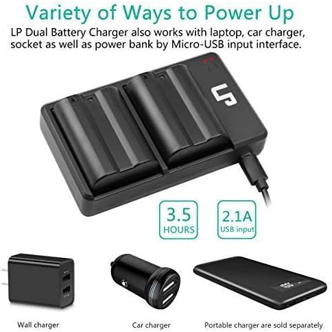 EN-EL15 EN EL15a Battery Charger Pack, LP 2-Pack Battery & Dual Slot Charger, Compatible with Nikon D7500, D7200, D7100, D7000, D850, D750, D500, D810a, D810, D800e, D800, D610, D600 & More - Image 4