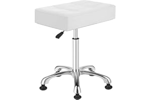 Kaleurrier Heavy Duty Stools with Bell Glides Backless Height Adjustable Stool - Swivel Stool Chair for Counter Bar Office Lab Home Kitchen Lab Clinic Dentist Classroom (Stationary Casters, White)