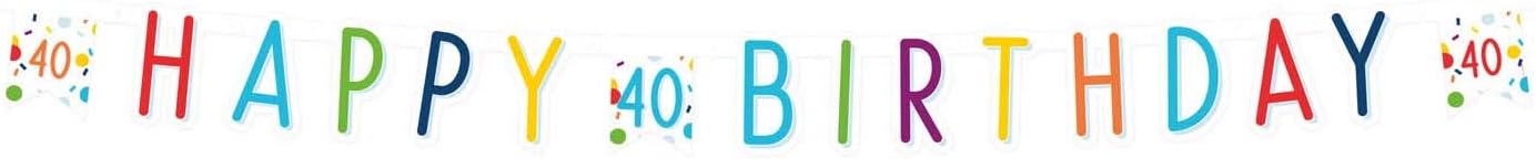 (PKT) Confetti Birthday 40th Birthday Letter Banner 1.8m, Rainbow
