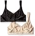 Playtex Women's 18 Hour Stylish Support Full Coverage Bra US4608 2-Pack, Black/Light Beige, 36C