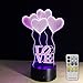 Night Lights for Kids with Remote Controller LED Touch 7 Colors Changing Table Desk Lamp Optical Illusion Light Valentine's Day lights Acrylic Lamp for Room Decorative Kids Lamp Heart Lights