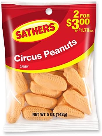 Sathers Circus Peanuts Candy, Marshmallow, 5 Ounce (Pack of 12)