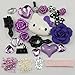 Mini kitty- DIY deep Purple flowers hello kitty cat head series Black Mirror love pearls bag Kawaii Cabochon Deco Kit / Set ,cellphone diy Valentine's Day Lovers Easter best unique creative cool gift for iphone 4 4S ,iphone 5 5c 5G,iphone 6 iphone 6 plus for samsung note 4 samsung s5 mini s5 i9600 for samsung galaxy s3 i9300 ,samsung galaxy s4 i9500 note4 for nokia for motorola for htc for sony ,etc (Phone shell is not included, only DIY material contained)+ free microfiber cloth