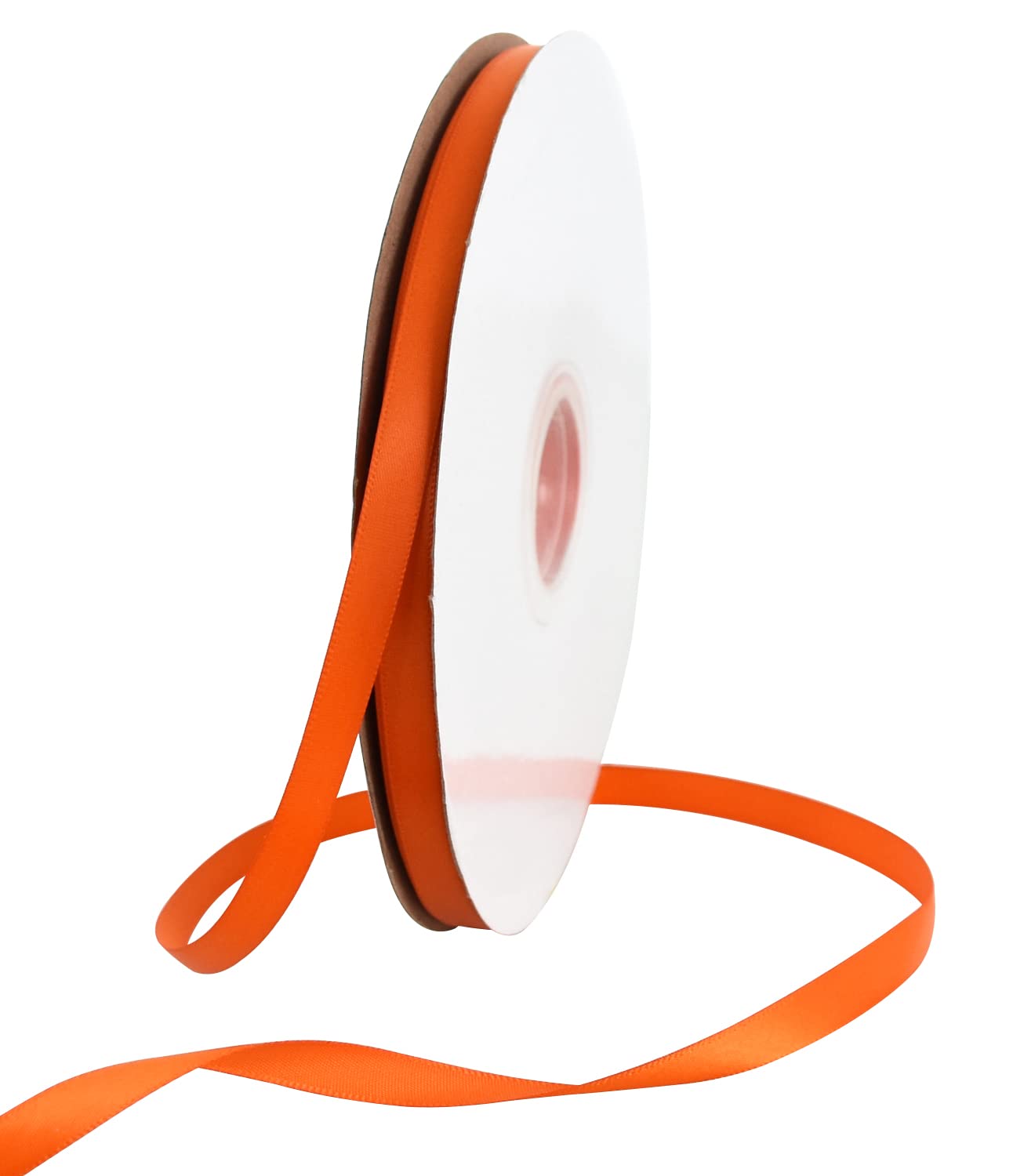 TONIFUL 3/8 Inch x 100yds Orange Satin Ribbon Thin Solid Fabric Ribbons Roll for Gift Wrapping Invitation Floral Hair Balloons Craft Sewing Party Wedding Popsicles Decoration Valentine's Day Bouquet — image 1