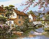 Paint by Numbers DIY Acrylic Painting Kit for Kids & Adults by iCoostor – 16” x 20”Silent Harbor Pattern with 3 Brushes & Bright Colors (Arcadia)