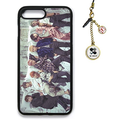 Fanstown KPOP BTS Bangtan Boys WINGS iPhone7PLUS/iPhone8PLUS case + album logo pendant (D01)