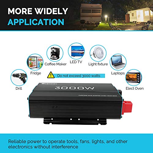 Renogy 3000W Pure Sine Wave Inverter 12V DC to 120V AC Converter for