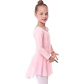 danswan Long Sleeve Ballet Skirted Leotards Dance Dresses Tutu Outfit for Ballerina Toddler Girls