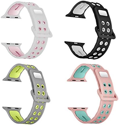 42mm Smart Watch Bands,ventilation silicone sport replacement strap,For Apple Watch Nike+, Series 3,Series 2, Series 1, Sport, Edition (42mm-2-4Pack)