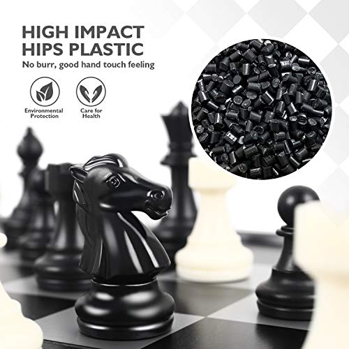 Peradix Magnetic Travel Chess Set with Folding Chess Board Great Educational Toys and Gifts Portable Board Game Fits for Both Adults and Kids (Black-White)