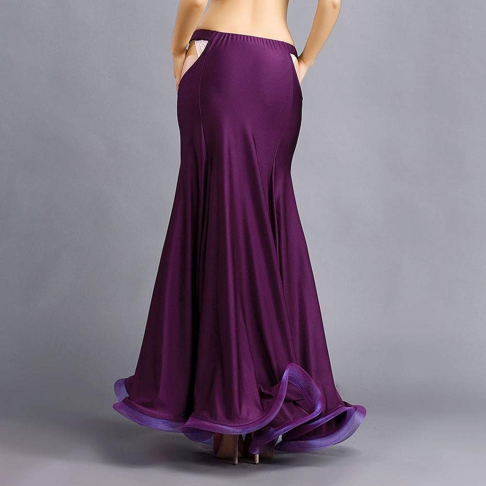 ROYAL SMEELA Sexy Slim Belly Dance Skirt Slit Hollow Out Dancing Skirts Belly Dance Costume Outfit Women Performance Clothes Split Mermaid Maxi Skirt Dresses Dark Purple - Image 5