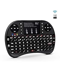 Teclado táctil Rii i8+ miniatura, inalámbrico 2.4G luz de fondo con ratón para PC Mac Android, dorado Negro