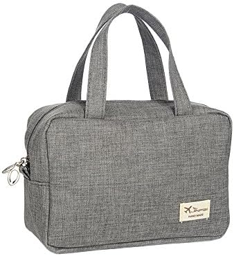 Zhenxinmei Large Capacity Cosmetic Bag Abrasive Cloth Makeup Bag Women Portable Tote Pouch Waterproof Wash Toiletry Bag Multifunction Storage Organizer (Grey)