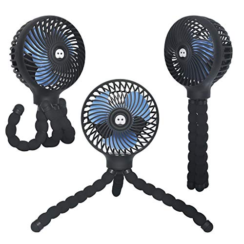Mini Handheld Stroller Fan,Small Personal Portable Table Fan with USB Rechargeable Battery Operated Cooling Adjustable Electric Desk Fan for Travel Office Room Outdoor Household (Stroller Fan Black)