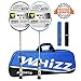 Whizz 2 PCS Full Graphite Frame and Shaft Badminton Racket Set, Badminton Bag / 2 Grip Tapes Included (Black+Blue)