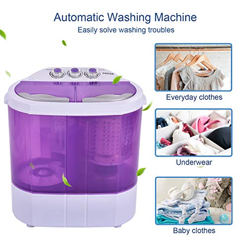 Frifer Twin Tub Mini Washing Machine, 9.9LBS Compact Semi Automatic