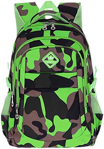 Kitmei Cool Camo Book Bag Kids School Bookbag Backpack for Boys Green