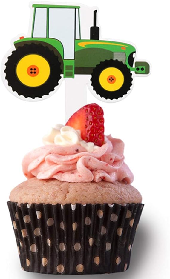Amosfun Anniversaire Gateau Toppers Vert Tracteur Pics A Gateaux Parti Fournitures Pour Enfants Anniversaire Decor Fete 42pcs Patisserie Cuisine Maison Schoolofbabywearing Com