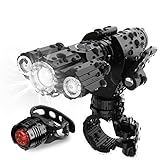 [Updated 2020 Version] AMAGARM USB Rechargeable Bike Headlight Rear Light Set, Runtime 10+ Hours 600 Lumen Super Bright Front Lights and Back Tail LED, 4 Light Mode Fits All Bicycles, Road, Mountain