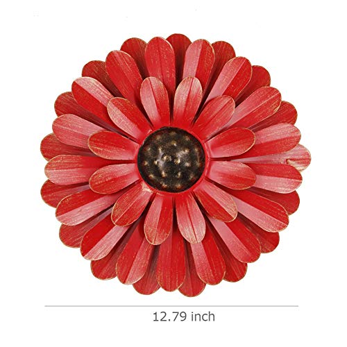 Zcaukya Large Metal Flower Wall Decor, 13" Flower Art Wall Hanging for