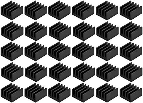 Easycargo 30pcs Small Mini Heatsink Kit, Mini Cooler Heat Sink for Cooling VRM Stepper Driver MOSFET VRam Regulators (8.8mmx8.8mmx5mm)