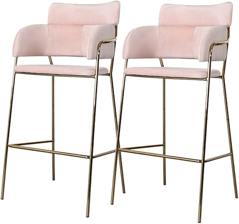 Two Piece Set Nordic Bar Stool Beauty Salon Barbershop High Stool Modern Minimalist Jewelry High Chair Bar Chairs Pink 55x50x73cm Amazon Co Uk Kitchen Home