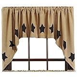 Burlap Natural Swag Black Stencil Stars Set of 2-36x36x16