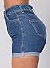 Baifern Women's High Waist Lace Up Denim Shorts,Blue,Medium