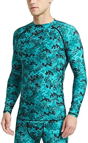 LAFROI Men's Long Sleeve UPF 50+ Baselayer Skins Performance Fit Compression Rash Guard