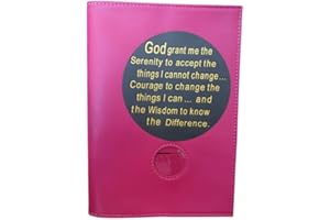HAVENLIKE AA Big Book Cover with Serenity Prayer and Coin Holder (Pink)