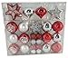 Festive 50 Piece Assorted Christmas Ornament Set, Red & Silver