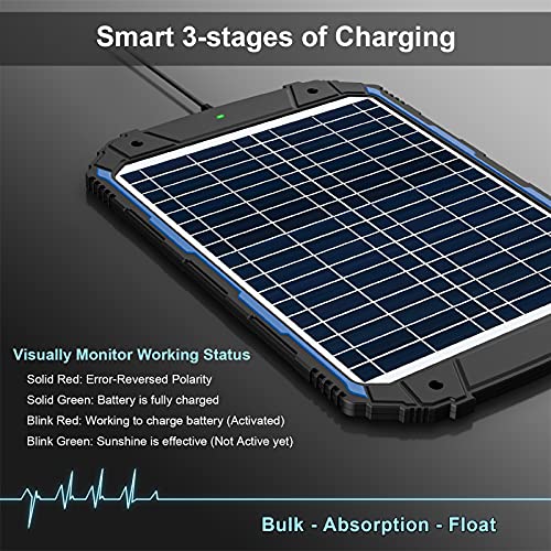 SUNER POWER Upgraded 12V Waterproof Solar Battery Charger & Maintainer Pro Builtin