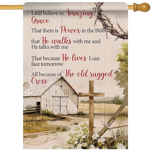 Christian Garden Flag 28x40in Amazing Grace Old Rugged Cross House Flag at Amazon