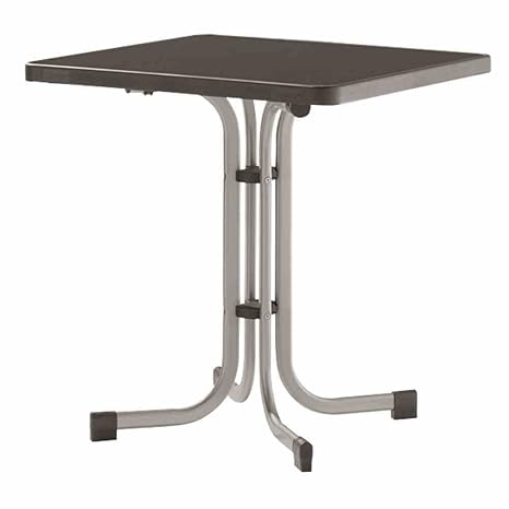 Sieger 231/A Boulevard-Klapptisch mit mecalit-Pro-Platte 70 x 70 cm, Stahlrohrgestell graphit, Tischplatte Schieferdekor anth