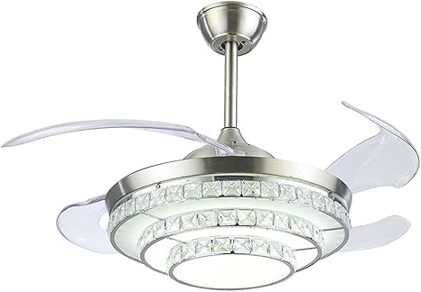 Luolax 42 Silver Crystal Invisible Ceiling Fan Light With Remote