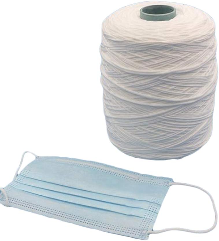 Timetries White 1000-Yards 2.5mm Width Braided Elastic Cord/Elastic Band/Elastic Rope/Bungee/White Heavy Stretch Knit Elastic Spool
