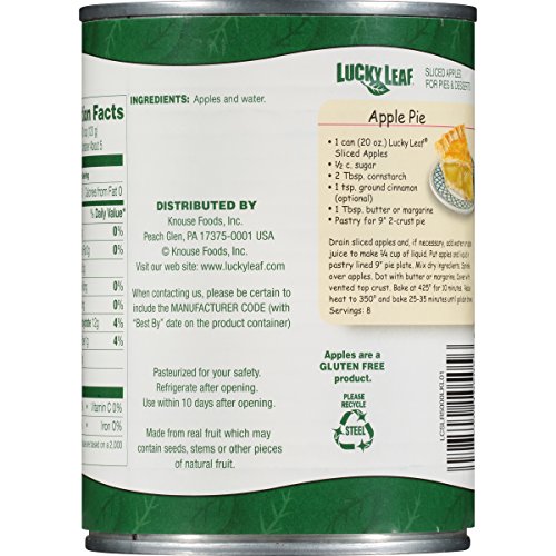 Lucky Leaf Sliced Apples in Water for Pies and Desserts, 20 Ounce (Pack of 12)