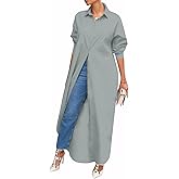 Choichic Shirt Dresses for Women Casual Long Sleeve Cotton Button Down Maxi Dresses