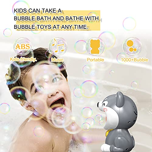 Bubble Machine for Kids, Dog Automatic Bubble Blower Maker with Solutions for Toddlers Baby Ages 4-8 Outdoor Bubbles Machine Toy for Birthday Wedding Parties, 1000+ Bubbles/Min