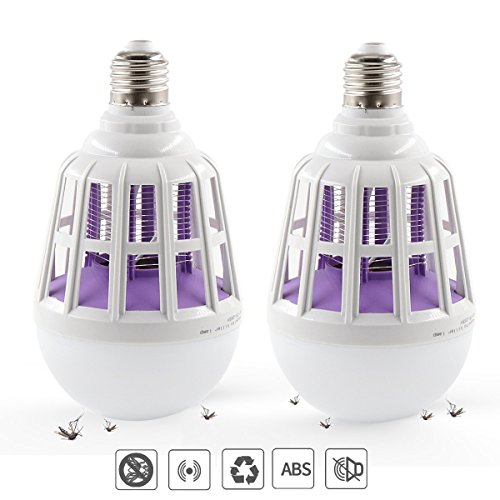 DEKIRU 2 Pack Mosquito Light Bug Zapper Light Bulb Mosquito Killer Lamp Powerful Electronic Insect & Fly Killer with Built in Insect Trap Fits in 110V E26\E27 Light Bulb Socket Good for Indoor Outdoor