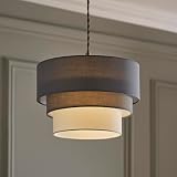 MiniSun Round Modern 3 Tier Fabric Ceiling Pendant Light Shade Dark Grey 30cm view 6