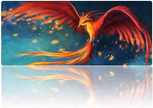 AliBli Extended Gaming Mouse Mat / Pad - XL Large, Wide (Long) Mousepad, Stitched Edges 27.5x11.8 (020fenghuang)