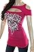 Bling Rhinestone Fleur De Lis Cold Shoulder Peekaboo Short Sleeve New Top