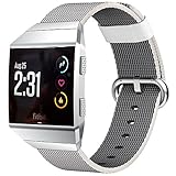 hooroor Fitbit Ionic Bands Sport Nylon for Women Men, Woven Nylon Replacement Sport Wristband Strap with Classic Metal Buckle for Fitbit Ionic Smart Watch