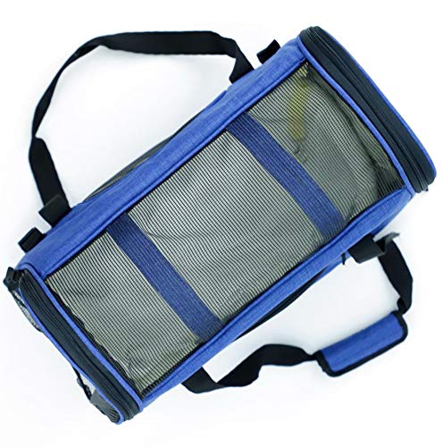 Mr. Peanut's Airline Approved Soft Sided Pet Carrier by, Two-Tone Luxury Travel Tote with Fleece Bedding, New Design, Under Seat Compatibility, Perfect for Cats and Small Dogs (Deja Blue)