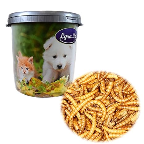 Lyra Pet 5 kg Mehlwürmer getrocknet Vögel Fische Reptilien Nager +30 L Tonne