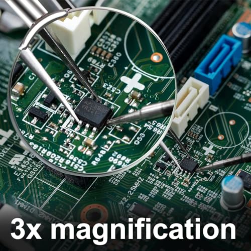 TERRIFI Soldering Station Helping Hands with Magnifying Glass - Third Hand Solder Tool PCB Holder - Heavy Duty Base Plate, Four Flexible Arms for Soldering and Electronic Repair